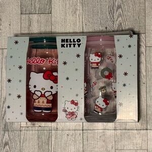 Hello Kitty Christmas 2 Pack Glass Tumbler Set with Straws